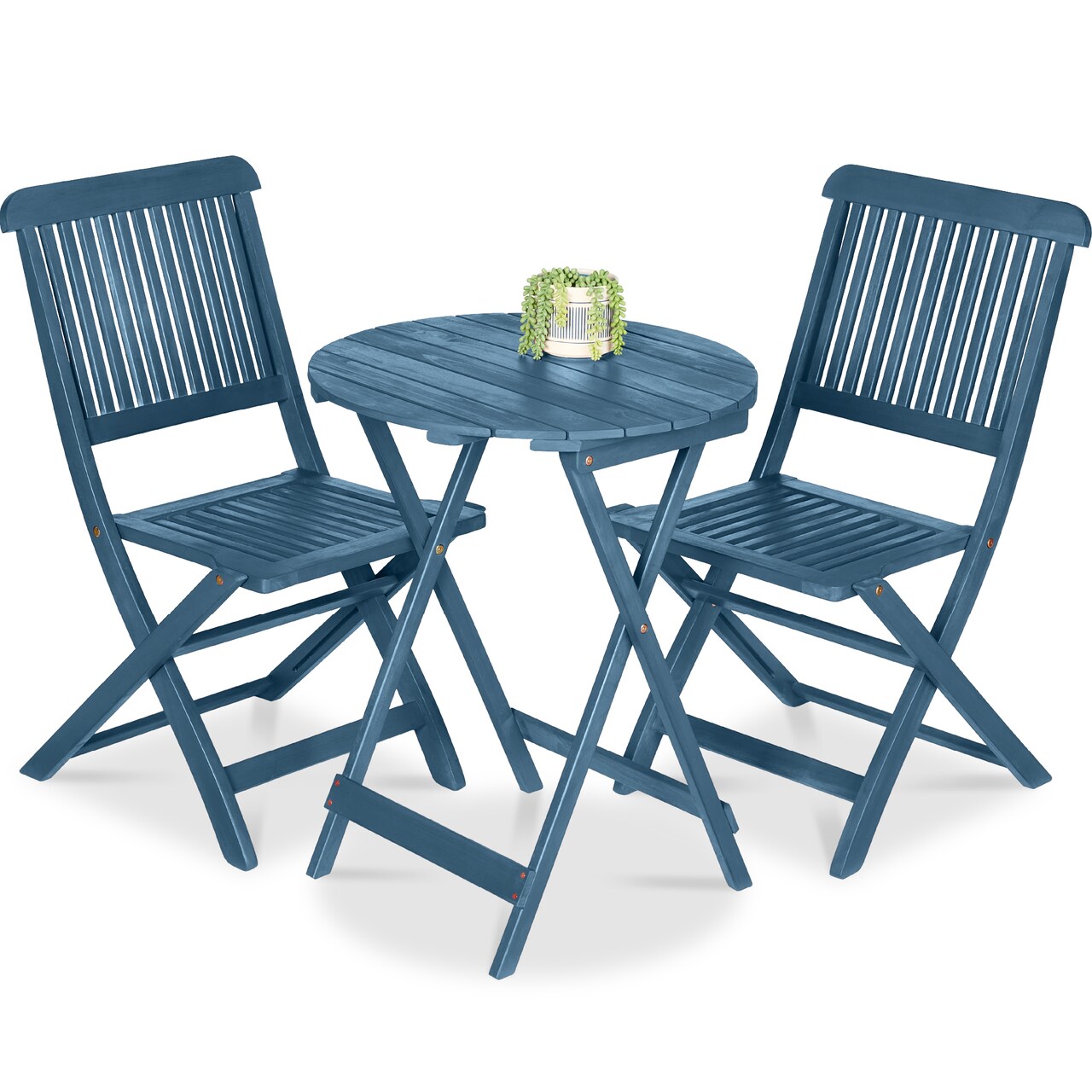 Best Choice Products 3-Piece Acacia Wood Bistro Set, Folding Patio Furniture w/ 2 Chairs, Table
